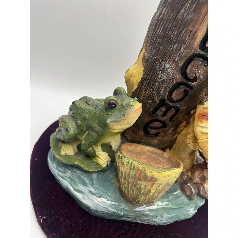 Frog Garden Statue Resin Welcome Sign Tall 16